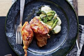 Roast Guinea Hens with Prosciutto and Endives