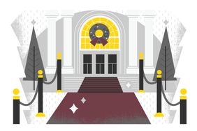 An illustration of the entrance to the Met Gala