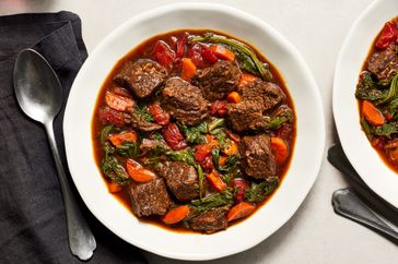 Braised Beef Stew with Mustard Greens