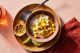 Coconut Rice Pudding with Mango, Lime, and Passion Fruit