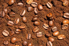 Roasted coffee beans and grounds