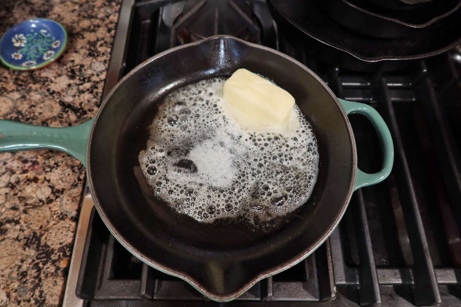 Le Creuset Classic Cast Iron Handle Skillet With Butter Melting