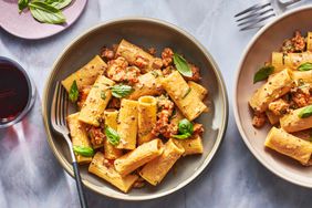 Sausage Pasta with Basil and Mustard