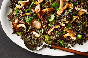 Fried Wild Rice with Mustard Greens and Mushrooms Recipe