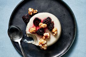 Goat Milk–and–Corn Panna Cotta with Blackberries