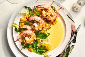 Grilled Gulf Shrimp with Sweet Corn Coulis