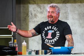 Guy Fieri demoing his vegan burger at the Food & Wine Classic in Aspen, September 2021