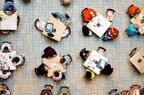 An overhead view of a crowded casual restaurant