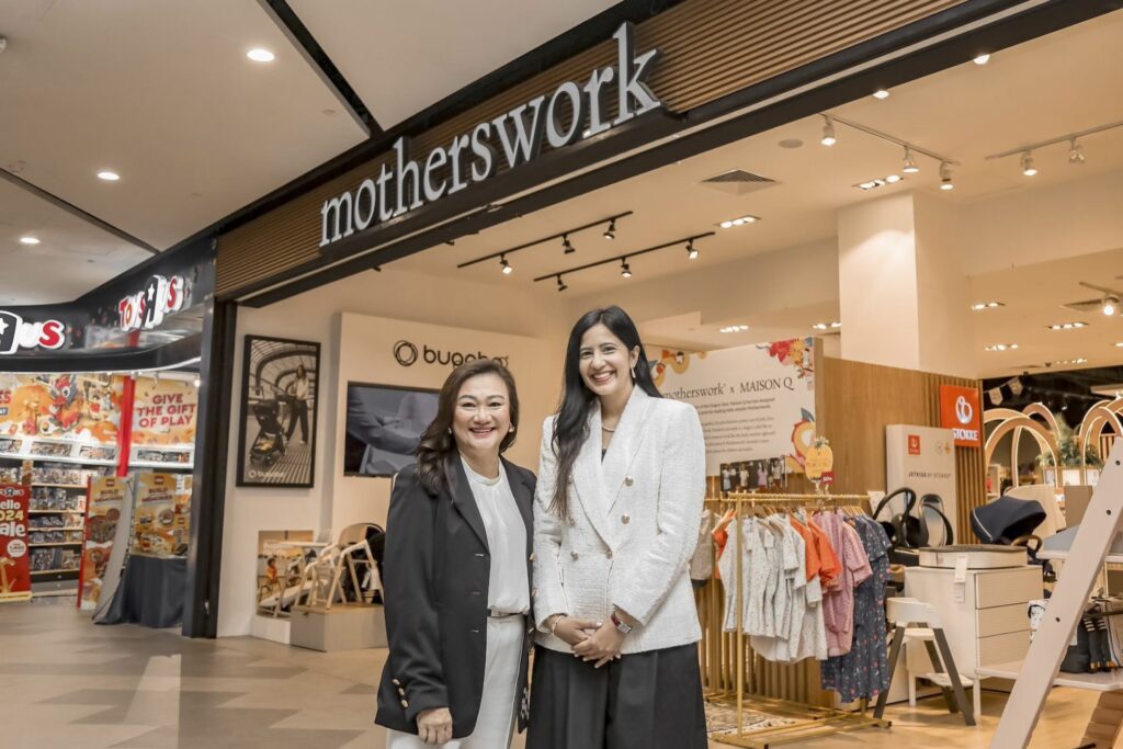 Photo of Sharon Wong (left), founder and CEO of Motherswork, and Roshni Mahtani Cheung, founder and group CEO of The Parentinc.