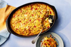 Puffy Spoonbread with Corn, Crab, and Roasted Red Peppers