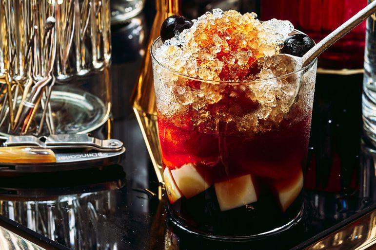 Rum-and-Coke Shaved Ice with Coconut Jelly