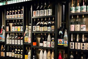 Bottles of Shochu at Bar Sunkujira