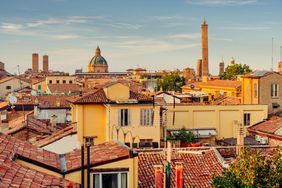 Rooftops and towers in Bologna, Emilia Romagna, Italy.